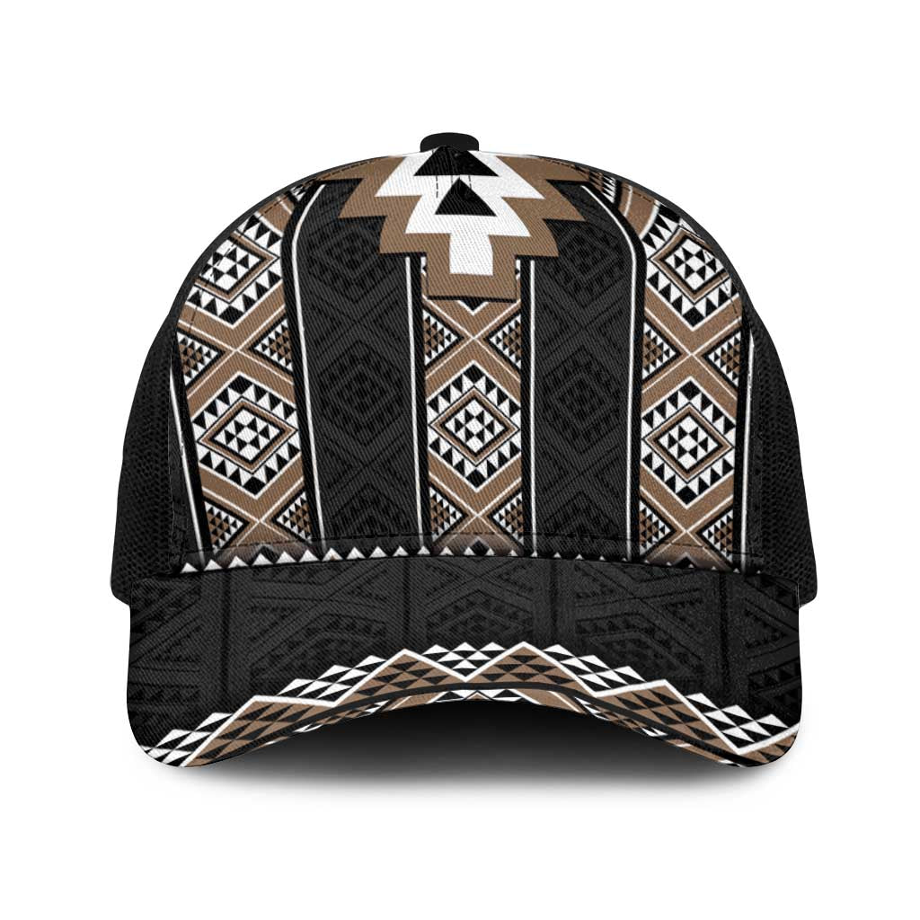 Brown Taniko Aotearoa Baseball Net Cap Niho Taniwha Mix Poutama - Polynesian Pride