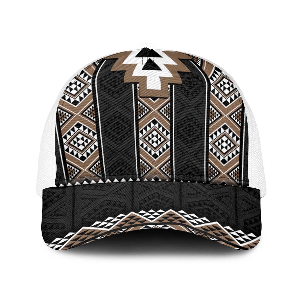 Brown Taniko Aotearoa Baseball Net Cap Niho Taniwha Mix Poutama - Polynesian Pride
