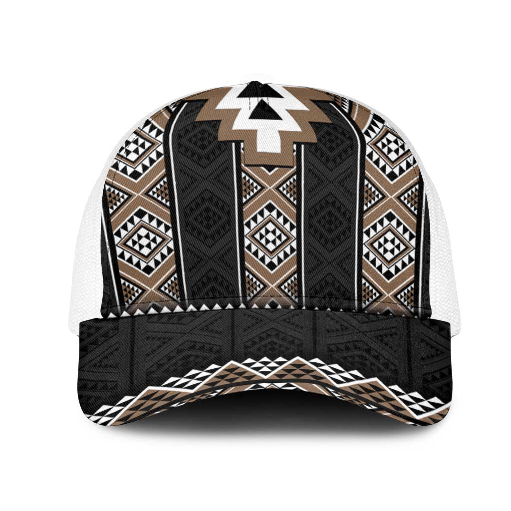 Brown Taniko Aotearoa Mesh Trucker Cap Niho Taniwha Mix Poutama - Polynesian Pride