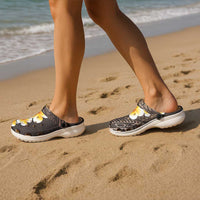 Brown Tropical Plumeria With Galaxy Polynesian Art Clogs Shoes