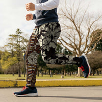 Bula Fiji Masi Jogger Pants Tapa Tropical Hibiscus Half Stylized LT14 - Polynesian Pride