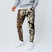 Bula Fiji Masi Jogger Pants Tapa Tropical Hibiscus Half Stylized LT14 - Polynesian Pride