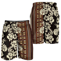 Bula Fiji Masi Shorts for Men Tapa Tropical Hibiscus Half Stylized LT14 - Polynesian Pride