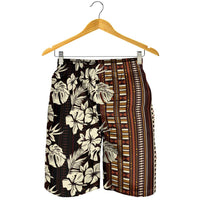 Bula Fiji Masi Shorts for Men Tapa Tropical Hibiscus Half Stylized LT14 - Polynesian Pride