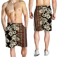 Bula Fiji Masi Shorts for Men Tapa Tropical Hibiscus Half Stylized LT14 - Polynesian Pride