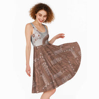 Bula Fiji Midi Dress Brown Plumeria Masi Tapa Pattern LT05 - Polynesian Pride