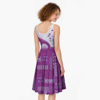 Bula Fiji Midi Dress Violet Plumeria Masi Tapa Pattern LT05 - Polynesian Pride