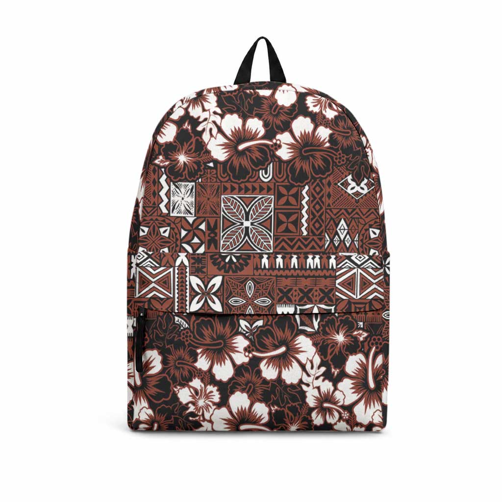 Burgundy Hawaiian Tapa Tribal Hibiscus Backpack LT9 Burgundy - Polynesian Pride