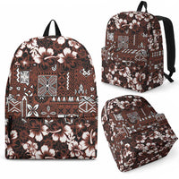Burgundy Hawaiian Tapa Tribal Hibiscus Backpack LT9 - Polynesian Pride