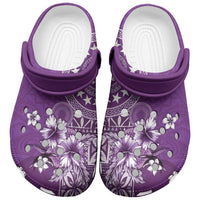 Cook Islands Clogs Shoes Purple Hibiscus And Stars LT05 Purple - Polynesian Pride