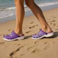 Cook Islands Clogs Shoes Purple Hibiscus And Stars LT05 - Polynesian Pride