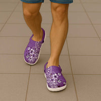 Cook Islands Clogs Shoes Purple Hibiscus And Stars LT05 - Polynesian Pride