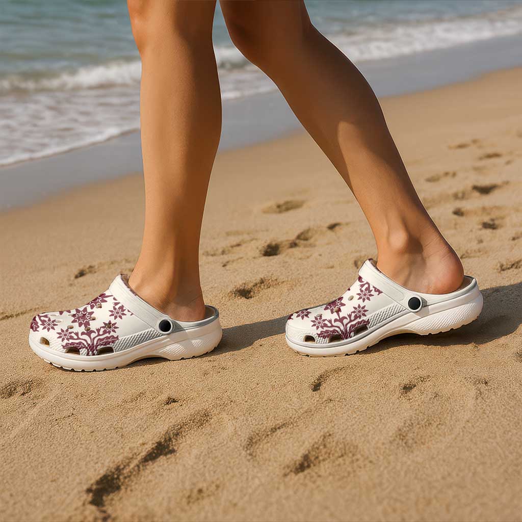 Cook Islands Maroon Tivaevae Clogs Shoes
