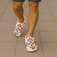 Cook Islands Maroon Tivaevae Clogs Shoes