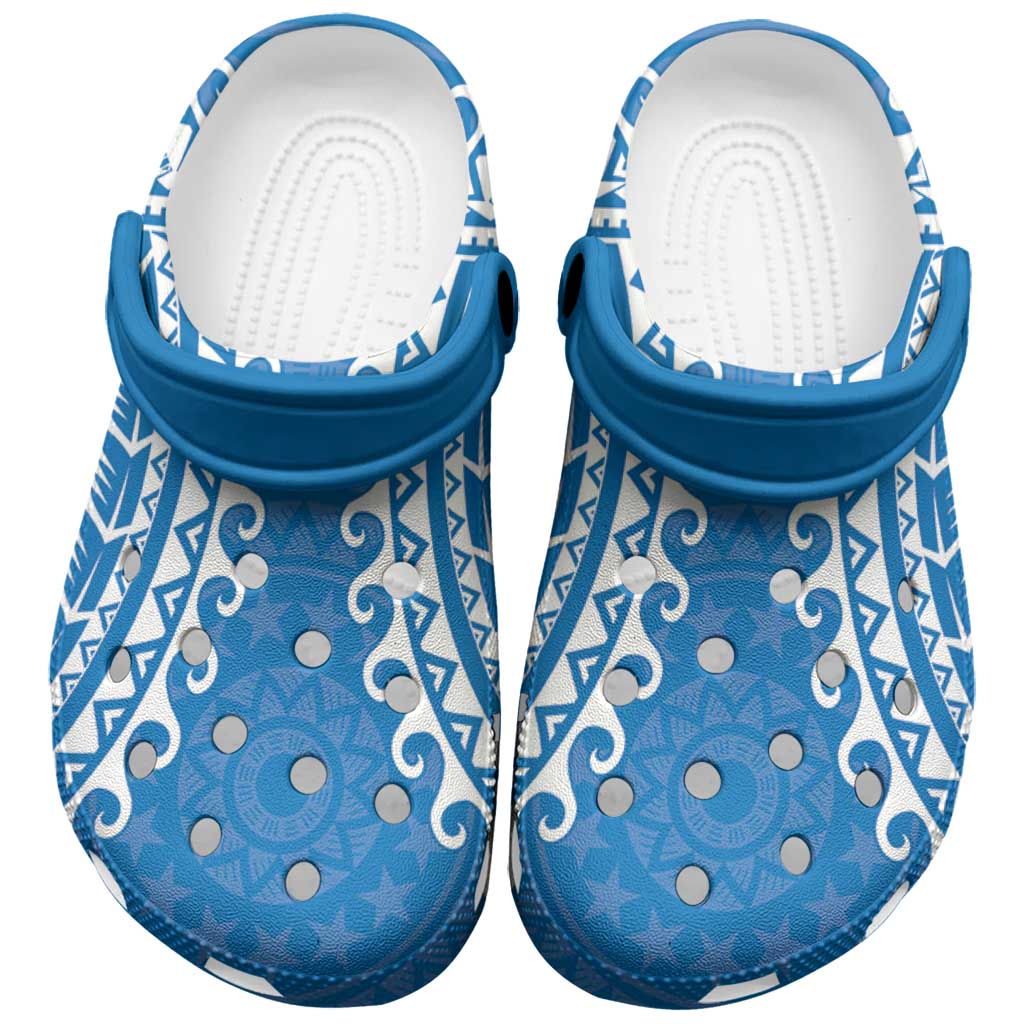 Cook Islands Pukapuka Clogs Shoes Polynesian Tribal Tattoo LT05 Blue - Polynesian Pride