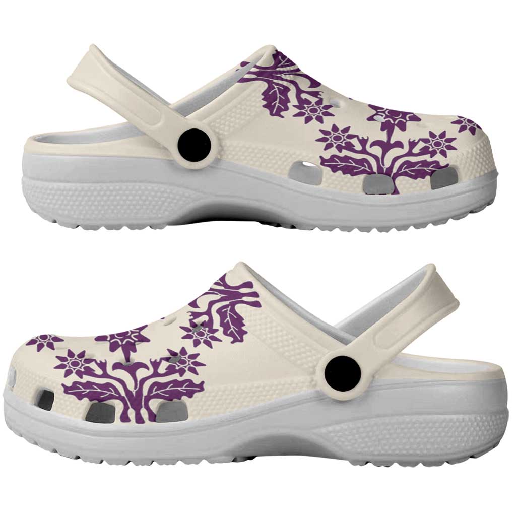 Cook Islands Purple Tivaevae Clogs Shoes