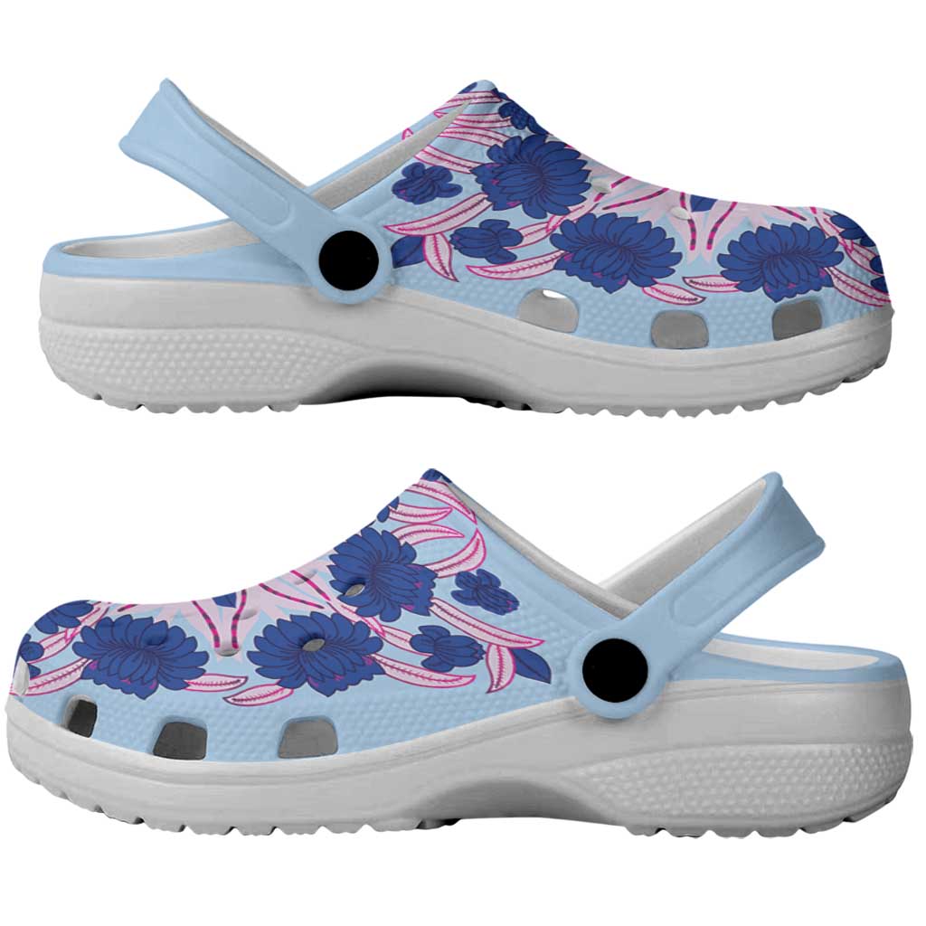Cook Islands Tivaevae Quilt Clogs Shoes Sky Blue