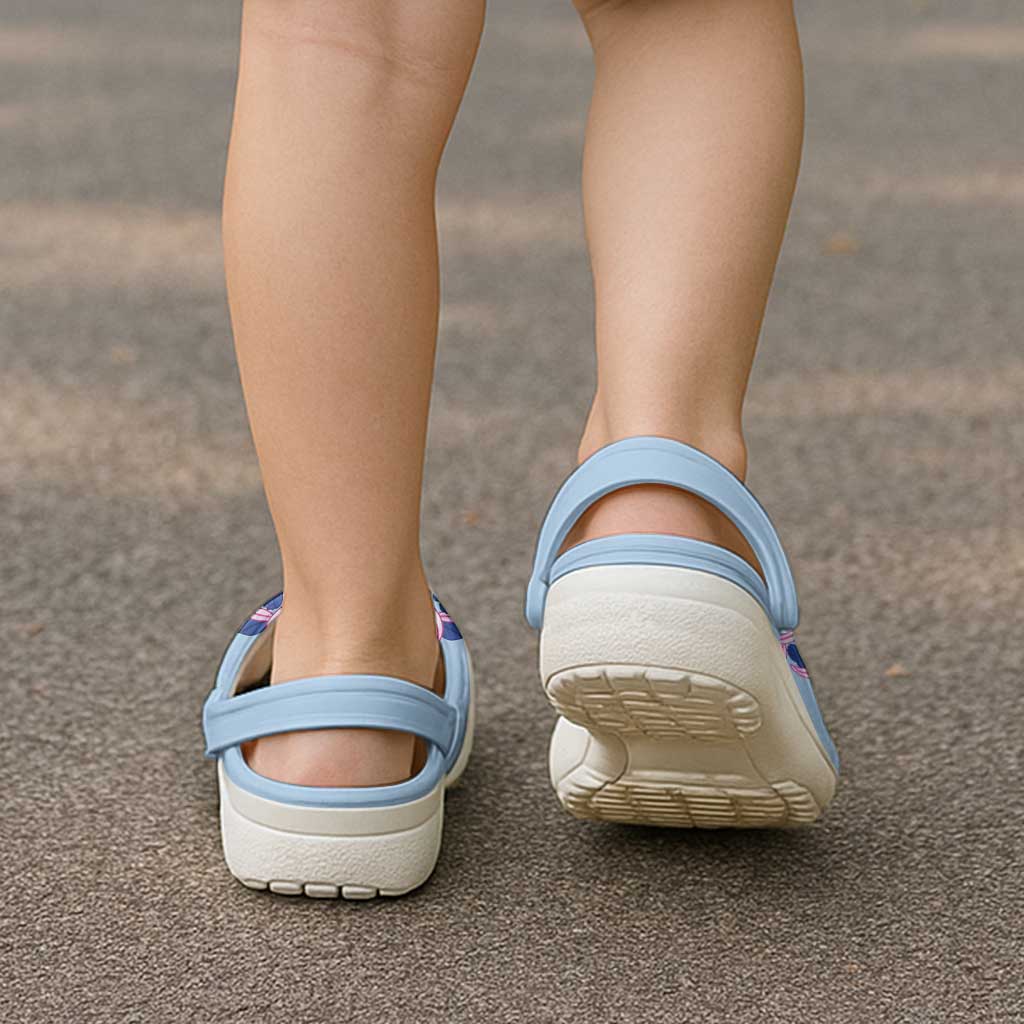Cook Islands Tivaevae Quilt Clogs Shoes Sky Blue