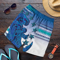 Cook Islands Va'a Race Shorts for Men Te Tatau Tattoos Sporty Style Light Blue Color LT03 Blue - Polynesian Pride