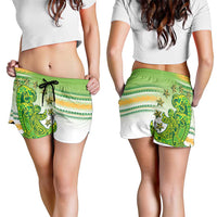Cook Islands Va'a Race Shorts for Women Te Tatau Tattoos Sporty Style Green-White Color LT03 - Polynesian Pride