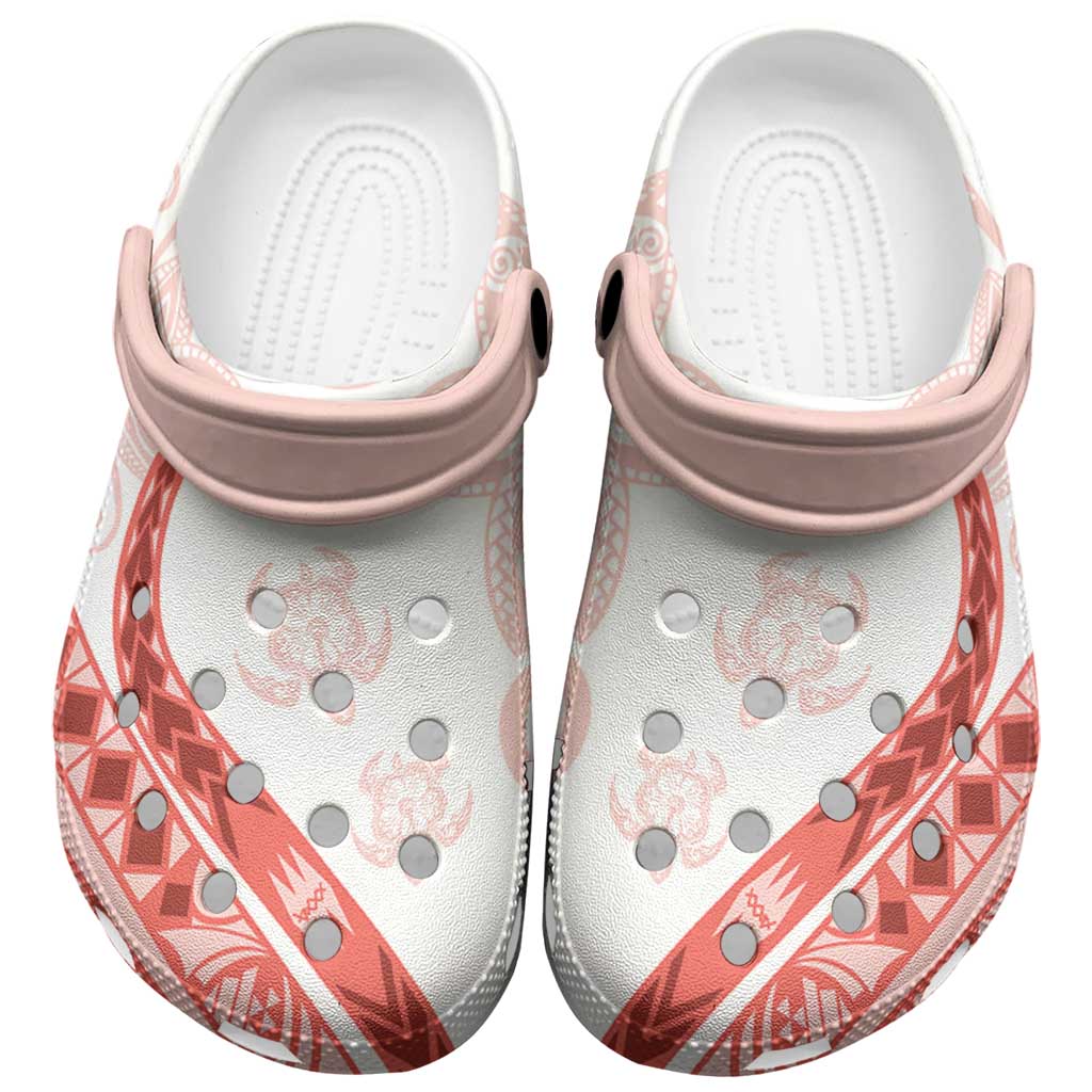 Coral Red Polynesian Tribal Turtle Floral Pattern Clogs Shoes - Polynesian Pride