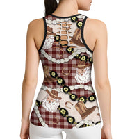 Cowboy Hawaii Mele Kalikimaka Hollow Tank Top Paniolo Kukui Nut Pikake Lei Burgundy Version LT14 - Polynesian Pride