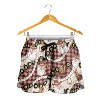 Cowboy Hawaii Mele Kalikimaka Shorts for Women Paniolo Kukui Nut Pikake Lei Burgundy Version LT14 - Polynesian Pride