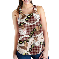 Cowboy Hawaii Mele Kalikimaka Women Racerback Tank Paniolo Kukui Nut Pikake Lei Burgundy Version LT14 - Polynesian Pride