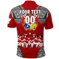 Custom Tonga Rugby Ikale Tahi Sipi Tau Polo Shirt LT2 RED - Polynesian Pride