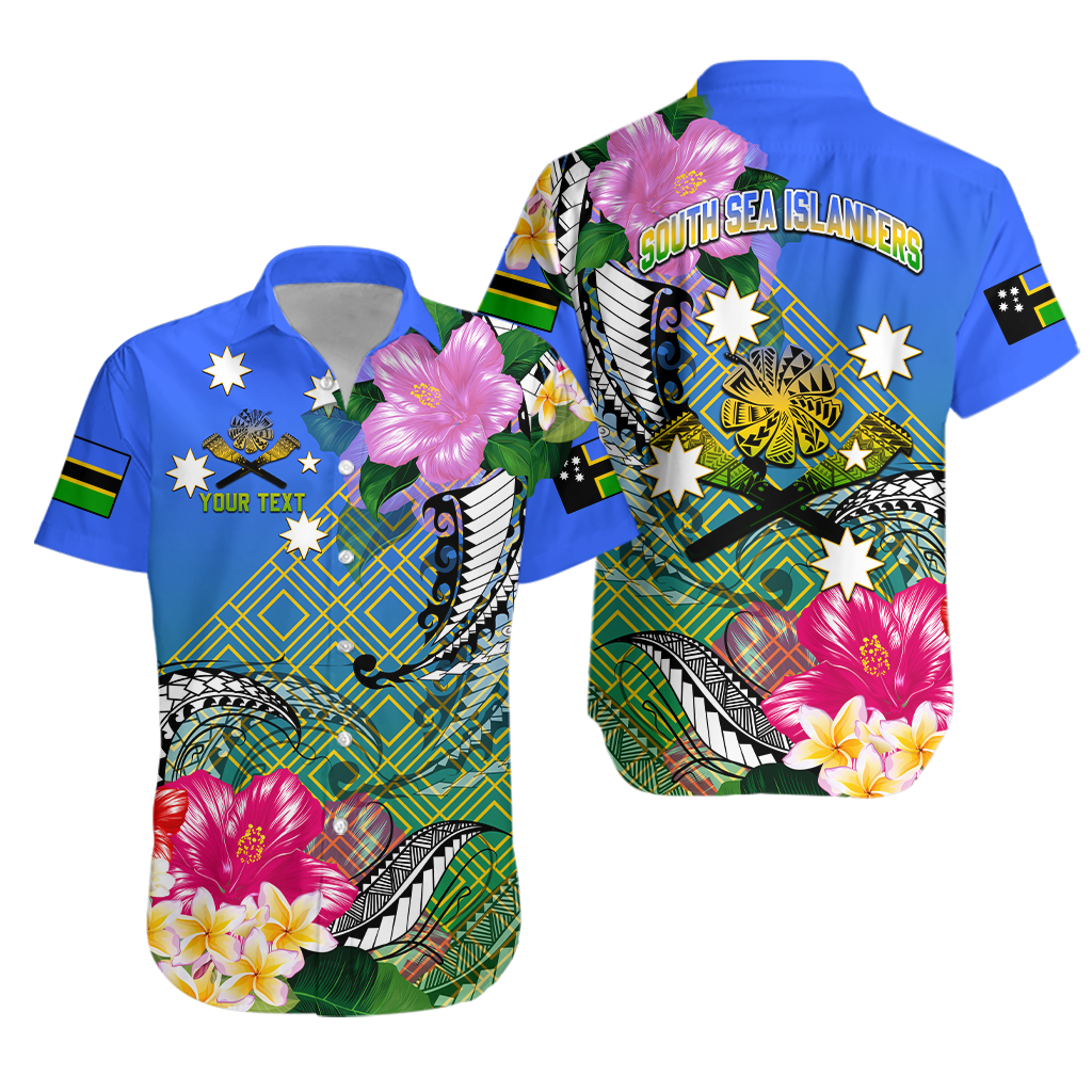 (Custom Personalised) South Sea Islanders Kanakas Hibiscus Polynesia Hawaiian Shirt - LT2 Unisex BLUE - Polynesian Pride