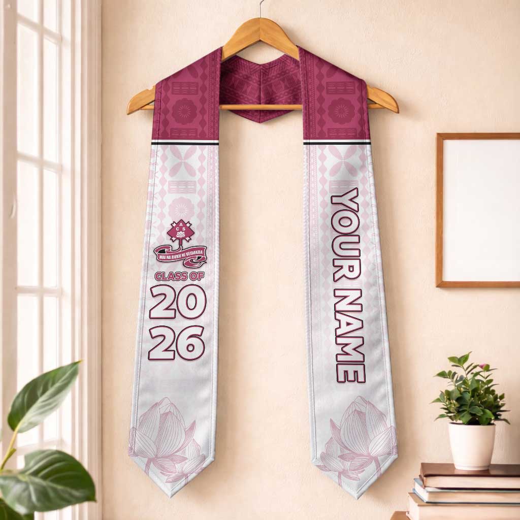 Custom Adi Cakobau School Graduation Stole With Fijian Tapa Pattern