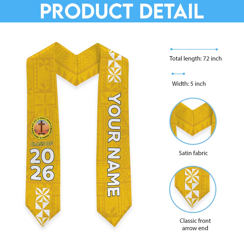 Custom Anastasis College Graduation Stole Tongan Ngatu Pattern