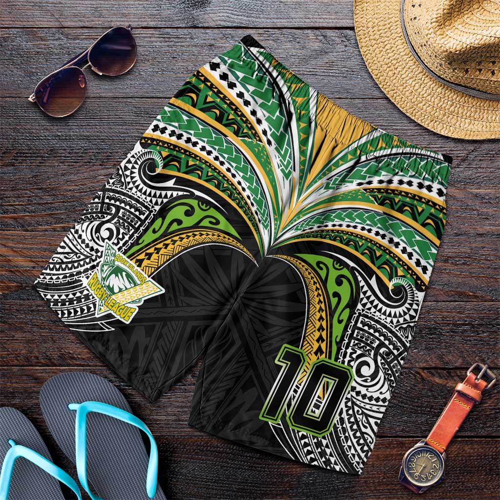 Custom Cook Islands Rugby League Shorts for Men Tatau Tribal Motifs-Black Color LT03 Black - Polynesian Pride