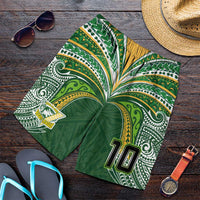 Custom Cook Islands Rugby League Shorts for Men Tatau Tribal Motifs-Dark Green Color LT03 Green - Polynesian Pride