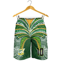 Custom Cook Islands Rugby League Shorts for Men Tatau Tribal Motifs-Dark Green Color LT03 - Polynesian Pride