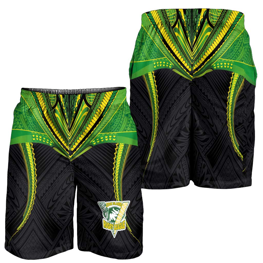 Custom Cook Islands Rugby Shorts for Men Tatau Art Sport Style Black Color