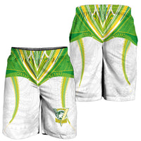 Custom Cook Islands Rugby Shorts for Men Tatau Art Sport Style White Color