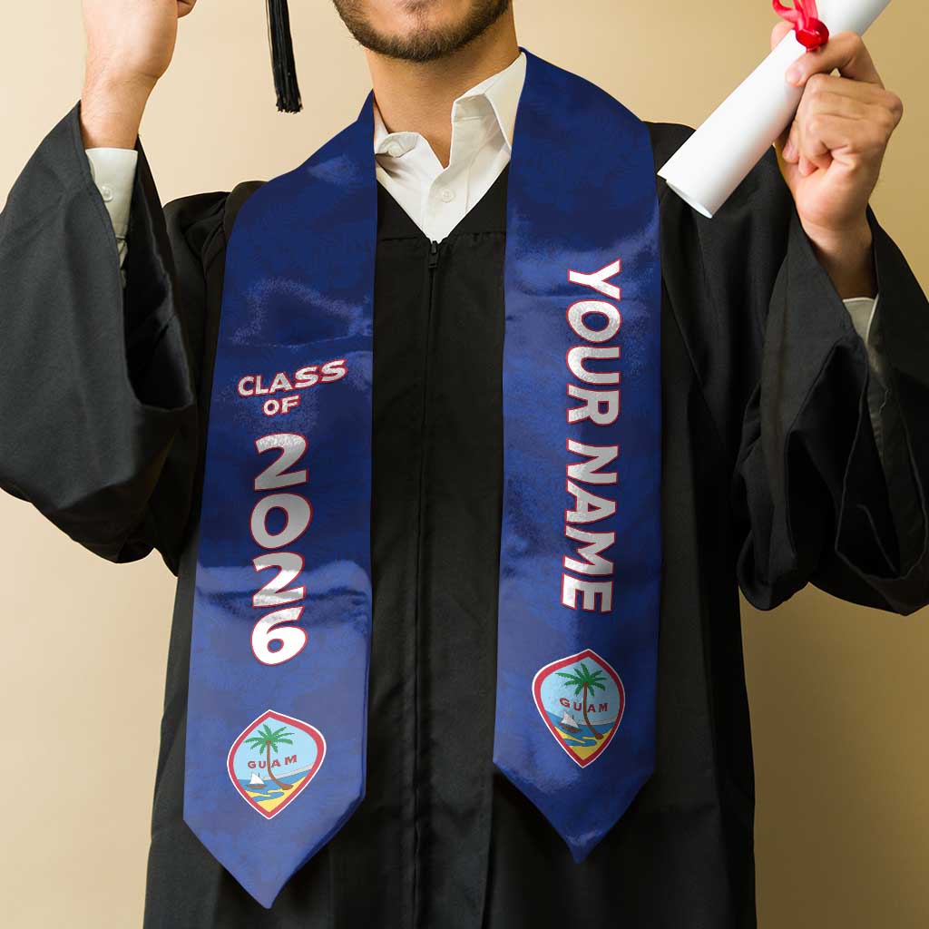 Custom Guam Graduation Stole Guaman Seal Blue Floral Design