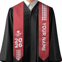 Custom Hawaii Graduation Stole Kakau Pattern Red Version