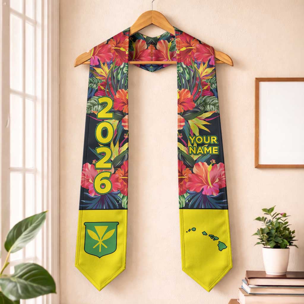 Custom Hawaii Graduation Stole Tropical Flowers