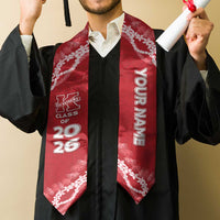 Custom Hawaii Kauai High School Graduation Stole Tapa Pattern With Leis