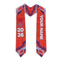 Custom Hawaii Keaau High School Graduation Stole Tapa Pattern With Leis