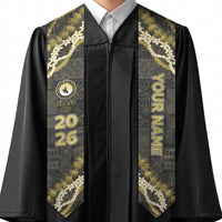 Custom Hawaii Kohala High School Graduation Stole Tapa Pattern With Leis