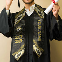 Custom Hawaii Kohala High School Graduation Stole Tapa Pattern With Leis