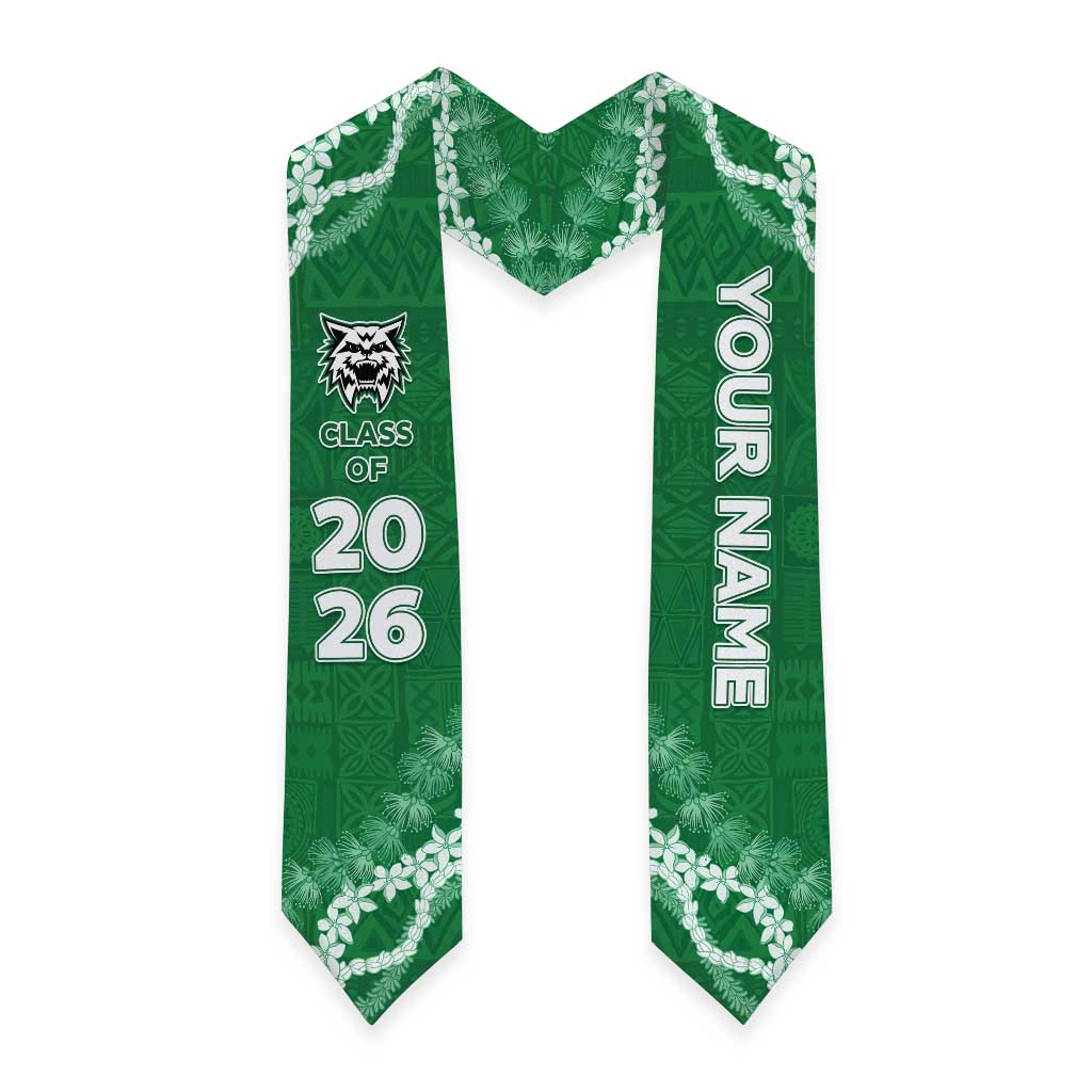 Custom Hawaii Konawaena High School Graduation Stole Tapa Pattern With Leis