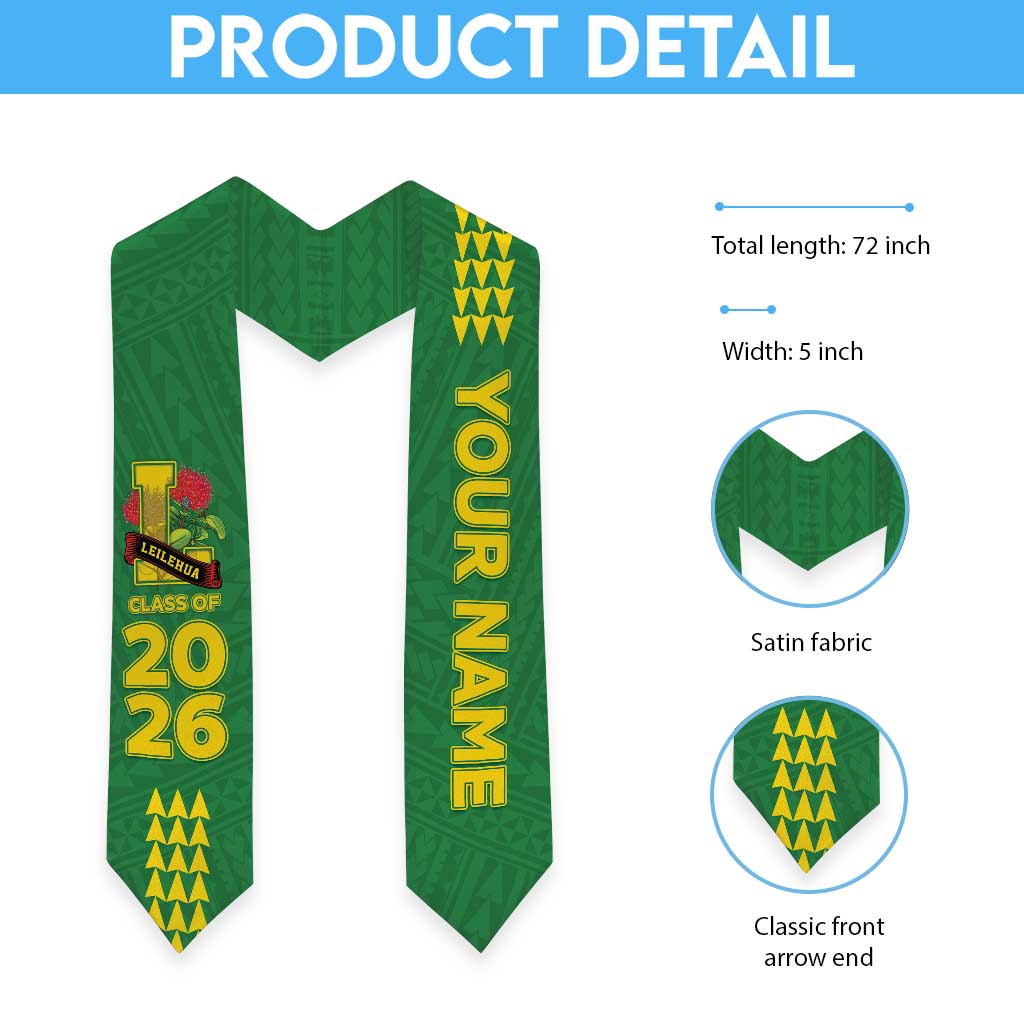 Custom Hawaii Leilehua High School Graduation Stole Kakau Pattern