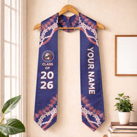 Custom Hawaii Waianae High School Graduation Stole Tapa Pattern With Leis