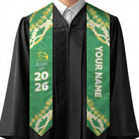 Custom Honokaa High And Intermediate School Graduation Stole Tapa Pattern With Leis