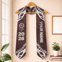 Custom Kau High And Pahala Elementary School Graduation Stole Tapa Pattern With Leis