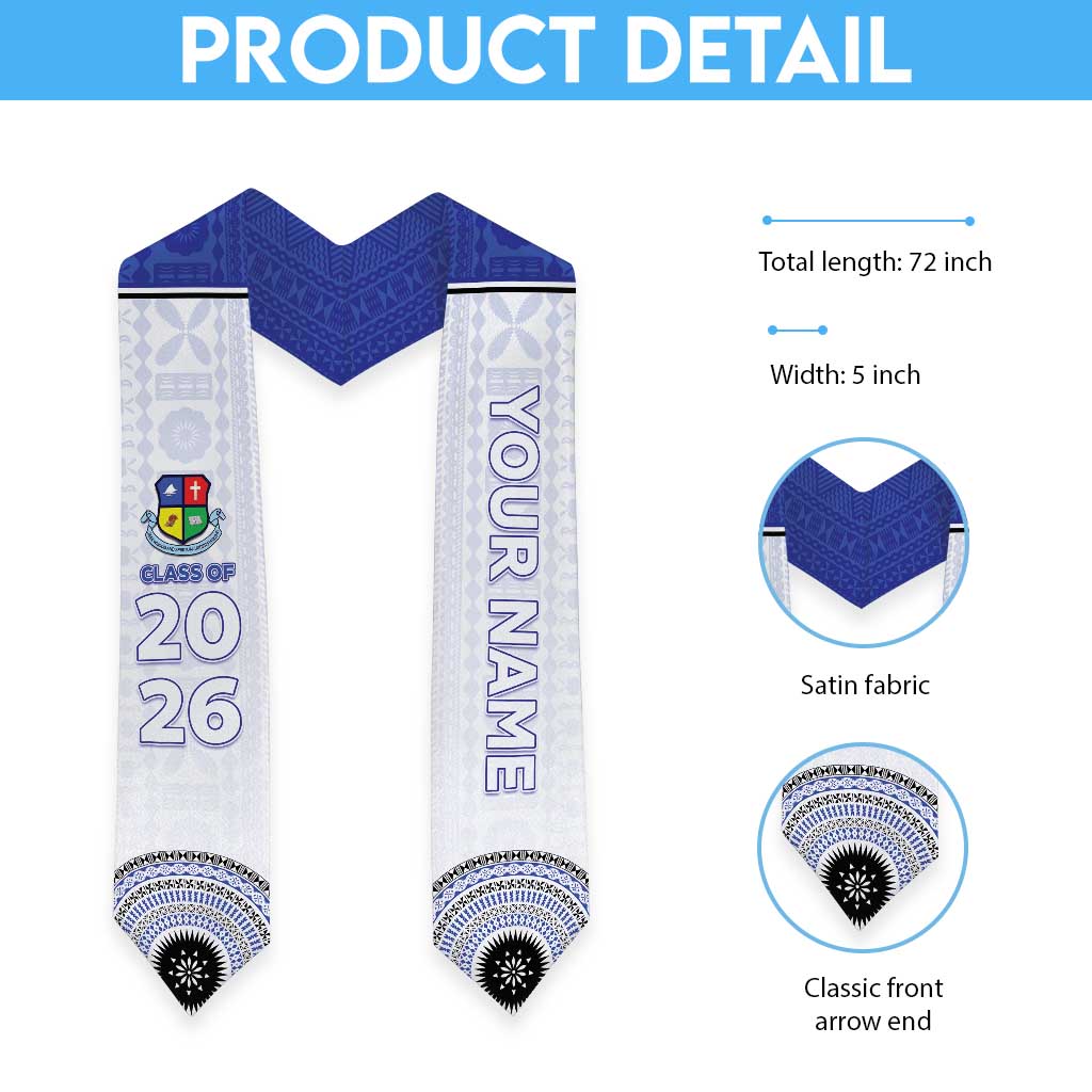 Custom Lelean Memorial School Graduation Stole With Fijian Tapa Pattern
